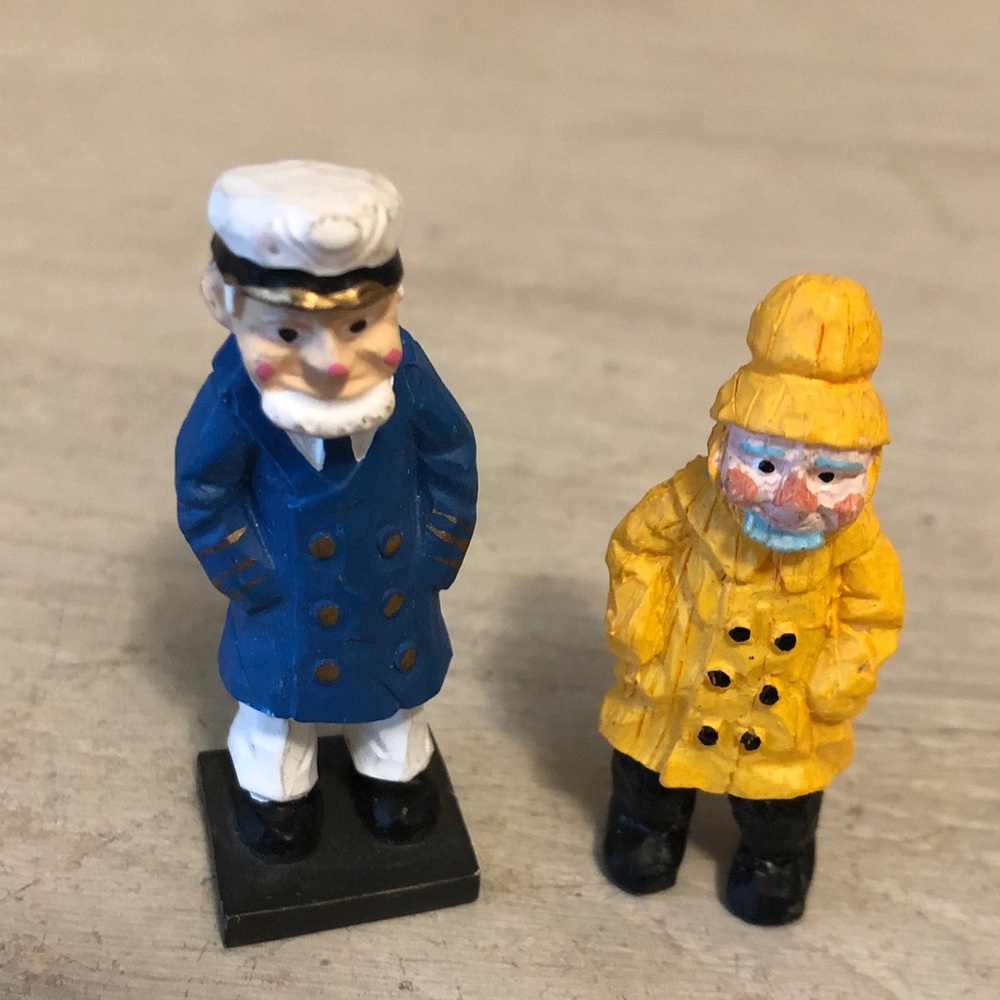 Nautical Fisherman Captain Handmade Clay  Figurines Set of 2 Maritime Decor